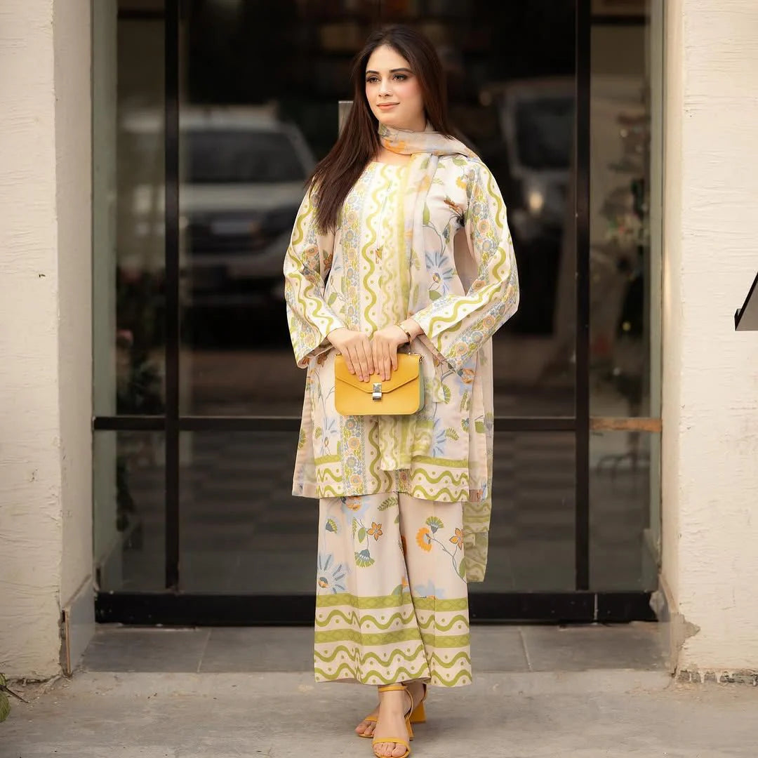 Dameen Printed Three Piece