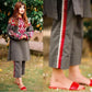 Grey Embroidery Z Two Piece With Trouser Stripes