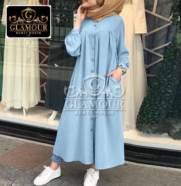 Stitched Sequence Abaya With Buttons